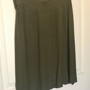 Pleated Olive Skirt